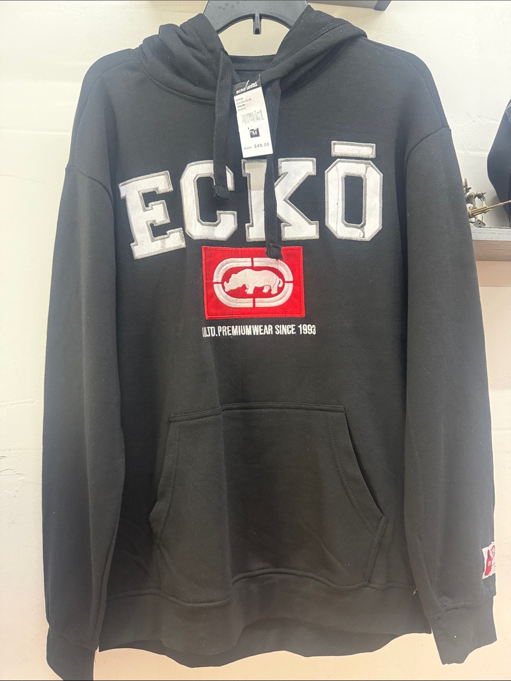 Ecko Black Pullover Hoodie with Red Logo